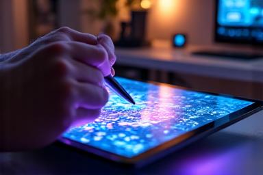 デジタルアーティストがAIツールを使用している様子